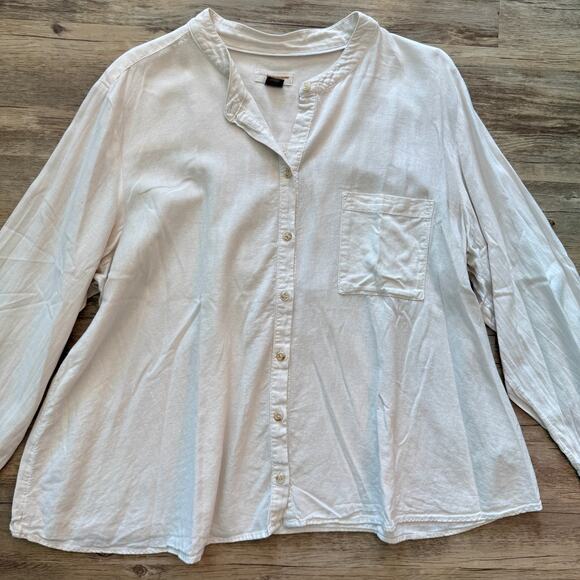 Pilcro Linen Top XL Cream Flowy Neutral - Picture 2 of 13